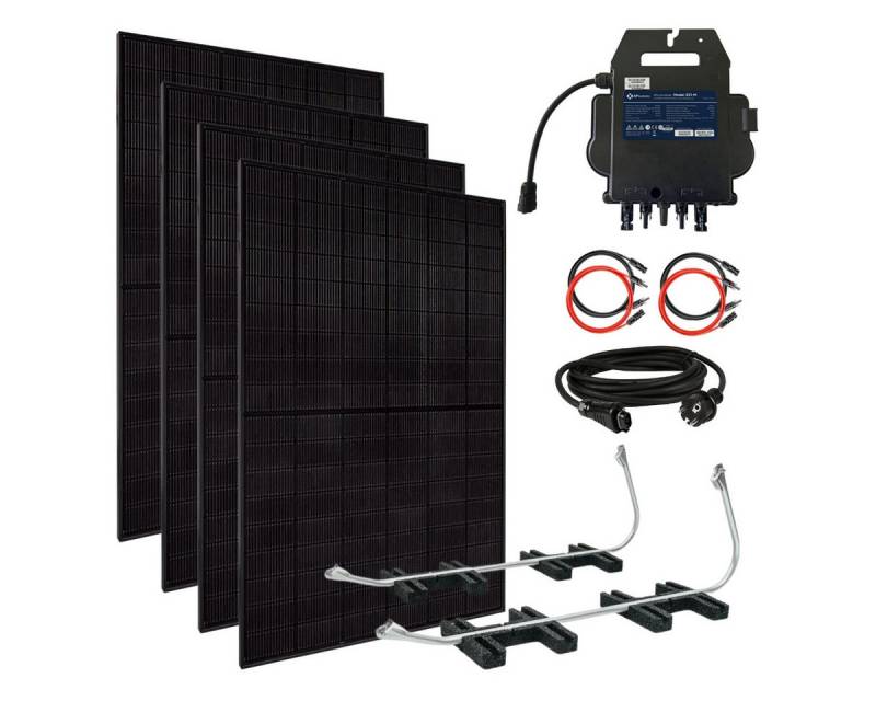 MyVoltaics Balkonkraftwerk MyGarten Solaranlage 1760 Watt – Premium transparent Variante, 1760 W, bifaziale Module (bis zu +30% mehr Modulleistung), (Set, 9-St., 4 Solarmodule TopCON Technologie Bifazial Wechselrichter steckerfertig), Genehmigungsfreies Balkonkraftwerk 1760+ Watt im Komplettset von MyVoltaics