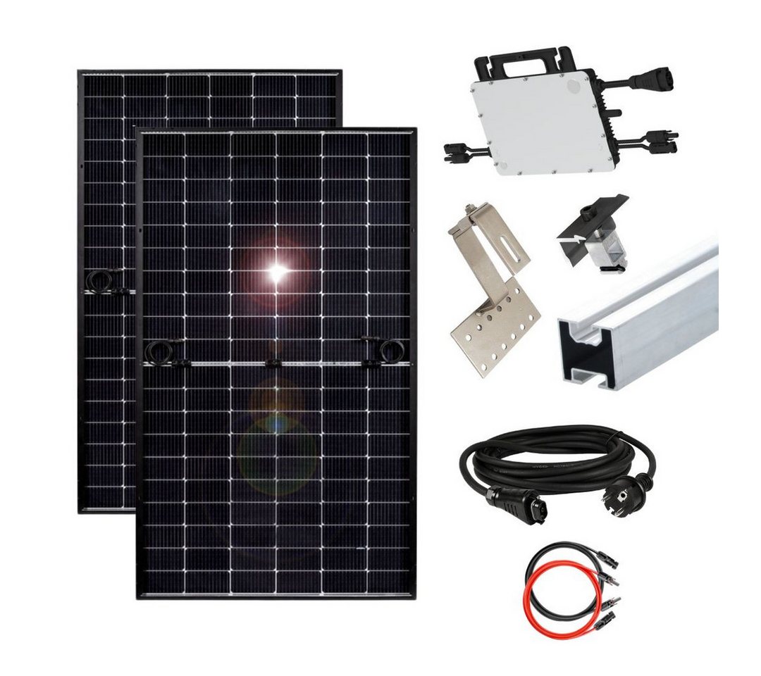 MyVoltaics Balkonkraftwerk MyPfannendach Solaranlage 880+ Watt – Premium transparent Variante, 880 W, (Set, 5-St., 2 Solarmodule TopCON Technologie Bifazial Wechselrichter steckerfertig), Genehmigungsfreies Balkonkraftwerk 880+ Watt im Komplettset von MyVoltaics