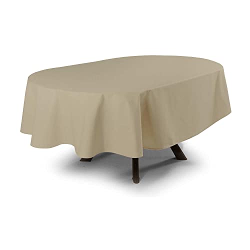 Ovale Tischdecke, schmutzabweisend, Leinen-Optik, 100 % Polyester, 180 x 220 cm von MyVorrei