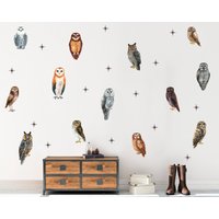 Eulen Muster Wandtatze Set - Kunsteule Tapete von MyWallStickers