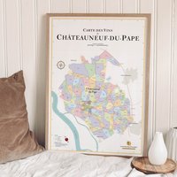 Weinkarte Von Châteauneuf-Du-Pape | Poster 50 X 70 cm Dekorationsidee Für Weinliebhaber von MyWineMaps