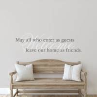 Welcome May All Who Enter As Guests Leave Friends Wandbild Aufkleber | Esszimmer Und Thanksgiving Wanddekoration Ideen Hochwertige Aufkleber von MyWordyWalls