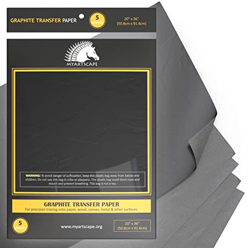 Graphit Transfer – 5 Blatt Transparentpapier – 50,8 x 91,4 cm – Carbon Paper by myartscape (schwarz)... von Myartscape