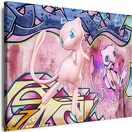 Leinwand Bilder Pokemon Mew Anime Graffiti Cartoons Film Kunstdruck Wandbilder Canvas (100x70cm) von Myartstyle