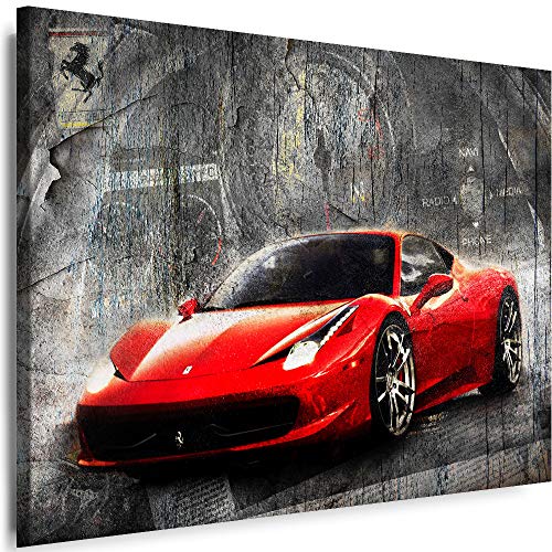 Myartstyle - Bilder Auto Ferrari 120 x 80 cm Leinwandbilder XXL - 1 Teilige Wandbilder Sport Kunstdrucke w-a-2024-075 von Myartstyle