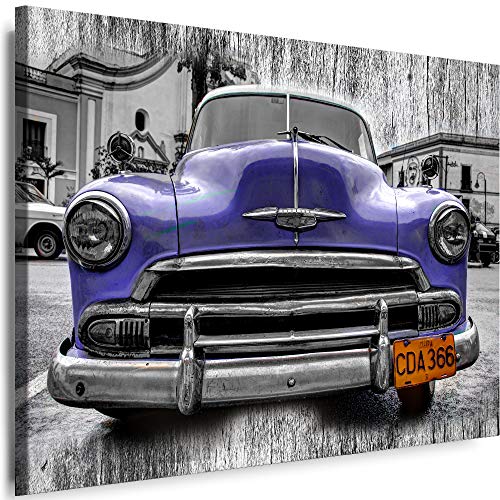 Myartstyle - Bilder Auto Oldtimer Kuba 120 x 80 cm Leinwandbilder XXL - 1 Teilige Wandbilder Oldtimer Kunstdrucke w-a-2024-015 von Myartstyle