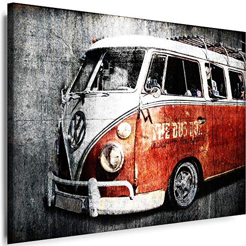 Myartstyle - Bilder Auto VW-T4 150 x 100 cm Leinwandbilder XXL - 1 Teilige Wandbilder Oldtimer Kunstdrucke w-a-2024-4 von Myartstyle