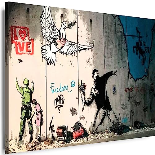Myartstyle - Bilder Banksy Love Peace Graffiti Street Art 120 x 80 cm Leinwandbilder Xxl - 1 Teilige Wandbilder Kunstdrucke w-a-2040-179 von Myartstyle