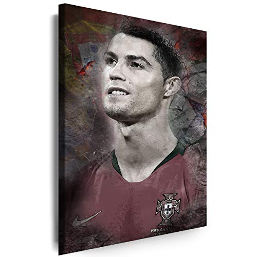 Myartstyle - Bilder Cristiano Ronaldo Fußball 70 x 50 cm Leinwandbilder XXL - 1 Teilige Wandbilder Kunstdrucke w-a-2031-14 von Myartstyle