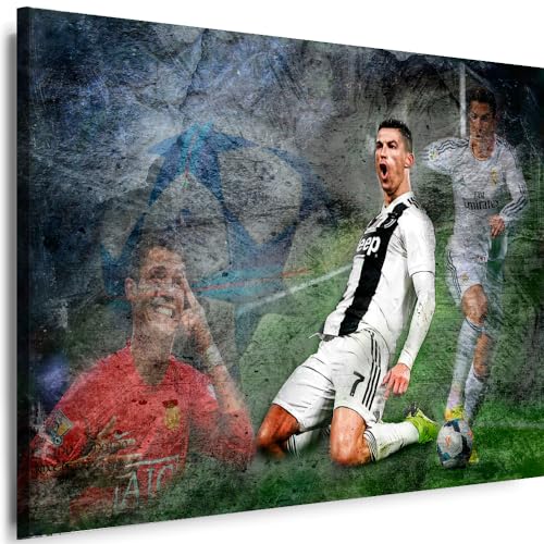 Myartstyle - Bilder Cristiano Ronaldo Fußball 70 x 50 cm Leinwandbilder Xxl - 1 Teilige Wandbilder Kunstdrucke w-a-2031-8 von Myartstyle