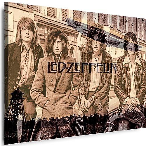 Myartstyle - Bilder Led Zeppelin Band 100 x 70 cm Leinwandbild XXL - Wandbild 1 Teilig - Gerahmter Kunstdruck Musik w-s-2023-119 von Myartstyle