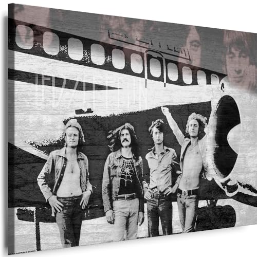 Myartstyle - Bilder Led Zeppelin Band 70 x 50 cm Leinwandbild XXL - Wandbild 1 Teilig - Gerahmter Kunstdruck Musik w-s-2023-0113 von Myartstyle