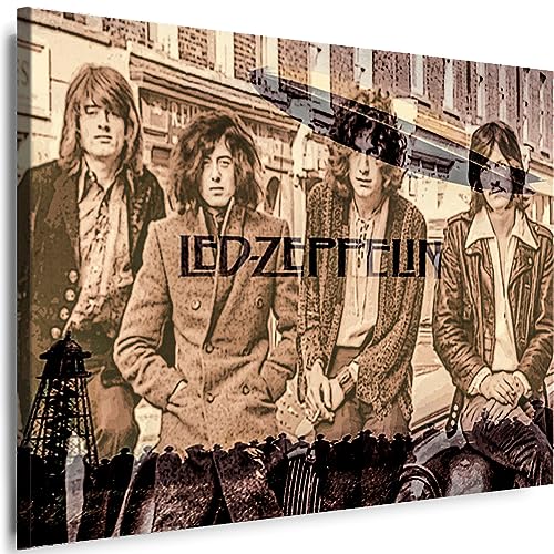 Myartstyle - Bilder Led Zeppelin Band 70 x 50 cm Leinwandbild XXL - Wandbild 1 Teilig - Gerahmter Kunstdruck Musik w-s-2023-0117 von Myartstyle