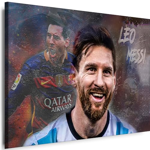 Myartstyle - Bilder Lionel Messi Fußball 80 x 60 cm Leinwandbilder Xxl - 1 Teilige Wandbilder Kunstdrucke w-a-2030-3 von Myartstyle