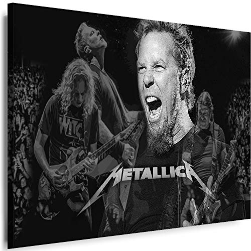 Myartstyle - Bilder Metallica Band 70 x 50 cm Leinwandbild XXL - Wandbild 1 Teilig - Gerahmter Kunstdruck Musik w-s-2023-0137 von Myartstyle