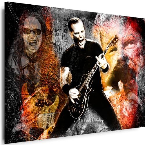 Myartstyle - Bilder Metallica Band 70 x 50 cm Leinwandbild Xxl - Wandbild 1 Teilig - Gerahmter Kunstdruck Musik w-s-2023-093 von Myartstyle