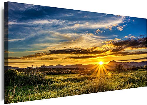 Myartstyle - Bilder Panorama 100x45cm - Leinwandbild 1 Teilig - XXL Wandbild Sonnenaufgang Berge Kunstdrucke Natur Landschaften w-1p-s222-174 von Myartstyle
