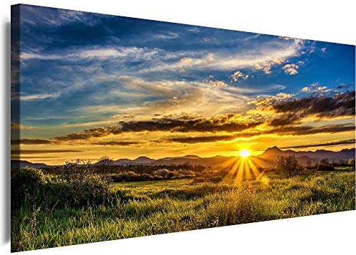 Myartstyle - Bilder Panorama 80x30cm - Leinwandbild 1 Teilig - XXL Wandbild Sonnenaufgang Berge Kunstdrucke Natur Landschaften w-1p-s222-173 von Myartstyle