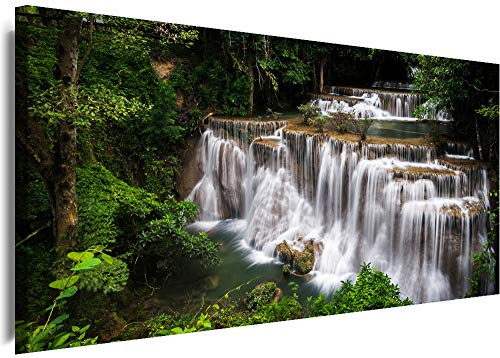 Myartstyle - Bilder Panorama 80x30cm - Leinwandbild 1 Teilig - XXL Wandbild Wasserfall Kunstdrucke Natur Landschaften w-1p-s222-133 von Myartstyle