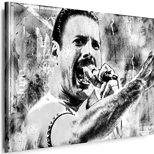 Myartstyle - Bilder Queen - Freddie Mercury Band 100 x 70 cm Leinwandbild XXL - Wandbild 1 Teilig - Gerahmter Kunstdruck Musik w-s-2023-63 von Myartstyle
