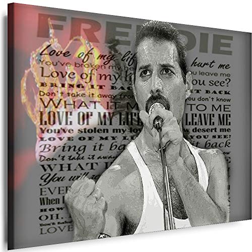 Myartstyle - Bilder Queen - Freddie Mercury Band 80 x 60 cm Leinwandbild XXL - Wandbild 1 Teilig - Gerahmter Kunstdruck Musik w-s-2023-179 von Myartstyle