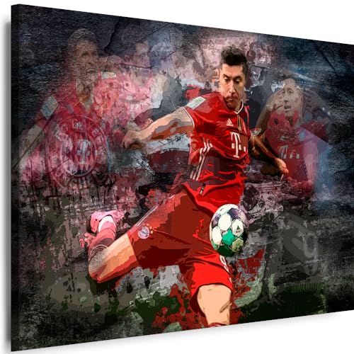 Myartstyle - Bilder R.Lewandowski FC Fußball 150 x 100 cm Leinwandbilder Xxl - 1 Teilige Wandbilder Kunstdrucke w-a-2045-18 von Myartstyle