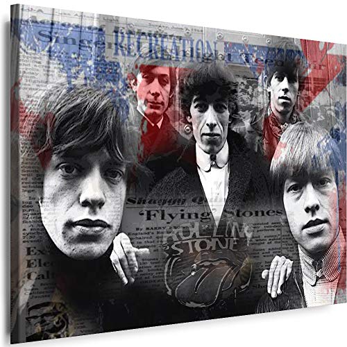 Myartstyle - Bilder Rolling Stones Band 100 x 70 cm Leinwandbild XXL - Wandbild 1 Teilig - Gerahmter Kunstdruck Musik w-s-2023-135 von Myartstyle