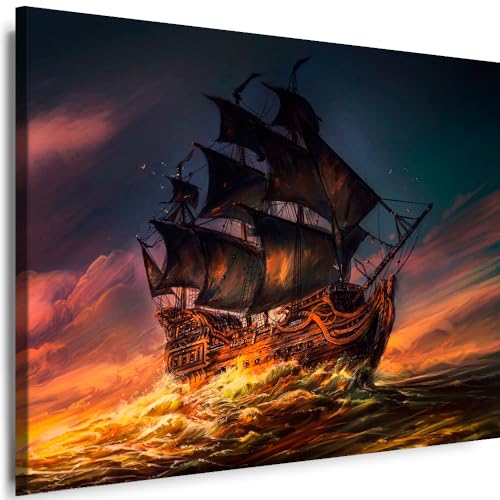 Myartstyle - Bilder Schiff Meer Natur 150 x 100 cm Leinwandbilder Xxl - 1 Teilige Wandbilder Kunstdrucke w-a-2055-30 von Myartstyle