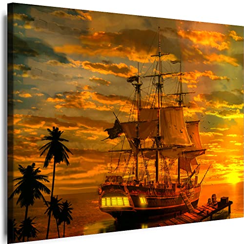 Myartstyle - Bilder Schiff Meer Natur 70 x 50 cm Leinwandbilder Xxl - 1 Teilige Wandbilder Kunstdrucke w-a-2055-20 von Myartstyle