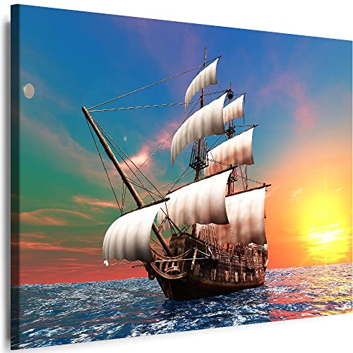 Myartstyle - Bilder Schiff Meer Natur 70 x 50 cm Leinwandbilder Xxl - 1 Teilige Wandbilder Kunstdrucke w-a-2055-8 von Myartstyle