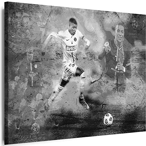 Myartstyle - Bilder Sport Kylian Mbappe PSG FC Fußball 60 x 40 cm Leinwandbilder XXL - 1 Teilige Wandbilder Kunstdrucke w-a-2051-13 von Myartstyle
