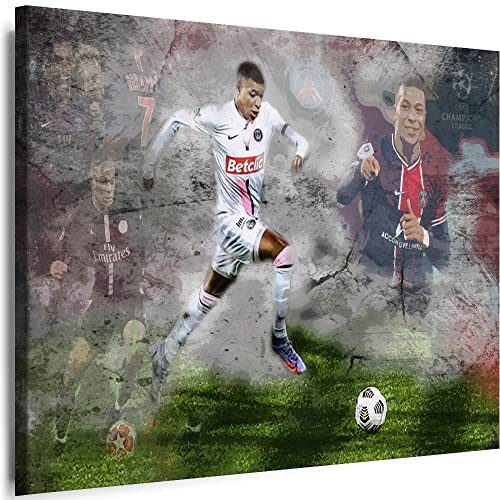 Myartstyle - Bilder Sport Kylian Mbappe PSG FC Fußball 70 x 50 cm Leinwandbilder XXL - 1 Teilige Wandbilder Kunstdrucke w-a-2051-20 von Myartstyle