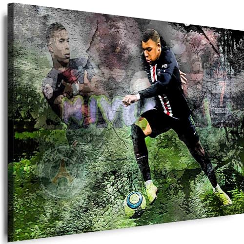 Myartstyle - Bilder Sport Kylian Mbappe PSG FC Fußball 70 x 50 cm Leinwandbilder Xxl - 1 Teilige Wandbilder Kunstdrucke w-a-2051-8 von Myartstyle