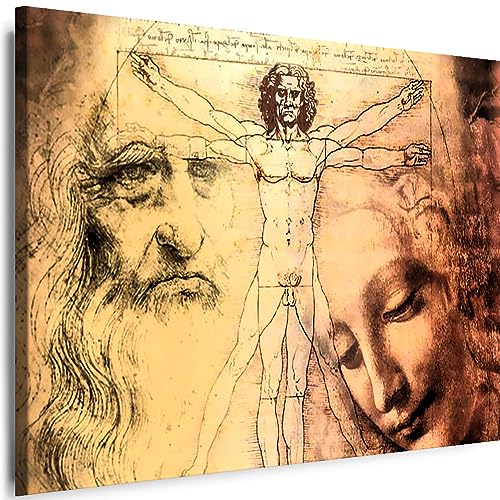Myartstyle - Bilder Werke von Leonardo Da Vinci Menschen 60 x 40 cm LeinWandBilder Xxl - 1 Teilige WandBilder Art 3D Modern Kunstdrucke w-a-2044-43 von Myartstyle