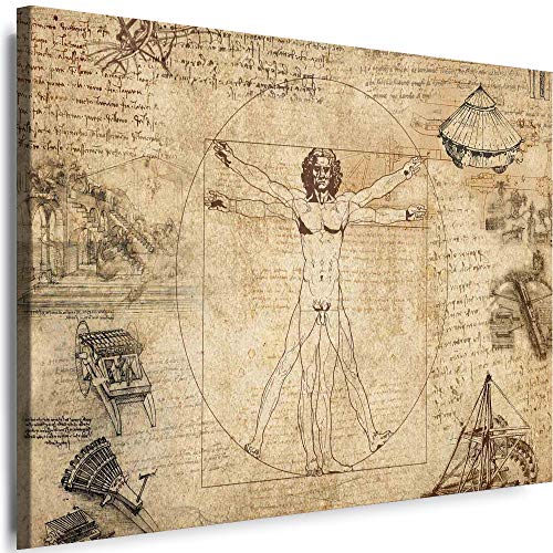 Myartstyle - Bilder Werke von Leonardo Da Vinci Vitruvianischer Mensch 115 x 75 cm LeinWandBilder XXL - 1 Teilige WandBilder Art 3D Modern Kunstdrucke w-a-2044-5 von Myartstyle