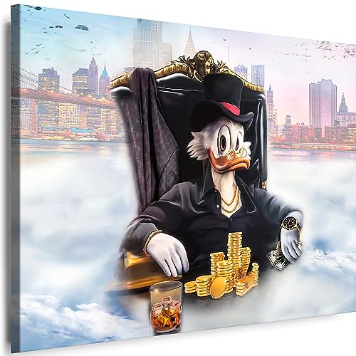 Myartstyle Leinwand Bilder McDuck Rich, Cartoons, Geld, Money, Kunstdruck Wandbilder Canvas (80 x 60 cm) von Myartstyle