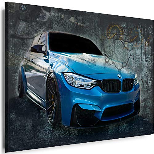 Myartstyle WANDBILDER AUTO BMW Sportwagen Cars LEINWAND BILDER XXL KUNSTDRUCKE (80x60 cm, Mehrfarbig) von Myartstyle