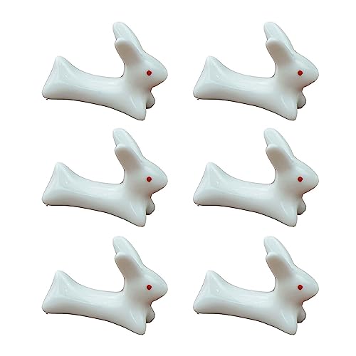 6 Stück Keramik Essstäbchenhalter Kaninchen Form Löffel Gabel Ständer Tischdekoration Essstäbchenablagen Keramikmaterial Kaninchen Essstäbchenablagen von Myazs