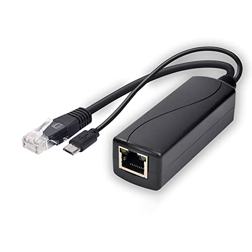 DC 48 V Eingang auf DC 5 V Ausgang POE Splitter POE Injektor MicroUSB Typ C DC 5,5 x 2,1 mm DC 3,5 x 1,35 mm Schnittstelle für IP-Kamera Power Over Ethernet Splitter Injector Adapter USB für Kamera von Myazs