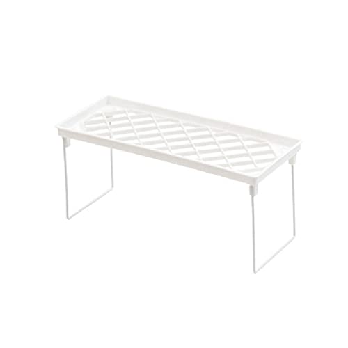 Myazs Weißer Draht-Stapelschrank Regal Stapelbar Faltbar Platzsparend Regal Ständer Rack Schreibtisch Arbeitsplatten Aufbewahrungshalter Regal Küche Lagerregal Trolley von Myazs