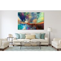 Abstrakte Regenbogen Wolke Rot Blau Rosa Flüssig Marmor Bedruckt Leinwand Wand Wandbild Geschenk Neue Wohnwand Kunst Dekor Gerahmt Bild Malerei von Mycanvasesuk