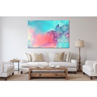 Abstrakte Tinte Hellblau Rosa Aquarell Flüssig Marmor Bedruckt Leinwand Wandbild Geschenk Neue Wohnwand Kunst Dekor Gerahmt Bild Kunstwerk von Mycanvasesuk