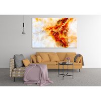 Abstrakte Tinte Orange Rot Weiß Flüssig Marmor Bedruckt Leinwand Wand Wandbild Geschenk Neue Wohnung Kunst Dekor Gerahmt Bild Malerei Kunstwerk von Mycanvasesuk