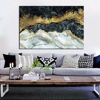 Abstrakte Tinte Schwarz Grau Gold Flüssig Marmor Bedruckt Leinwand Wand Wandbild Geschenk Neue Home Kunst Dekor Gerahmt Bild Malerei Kunstwerk von Mycanvasesuk