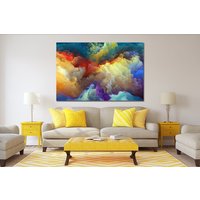 Abstrakte Wolke Bunt Regenbogen Blau Flüssig Marmor Bedruckt Leinwand Wand Wandbild Geschenk Neue Wohnung Kunst Dekor Gerahmt Bild Malerei Kunstwerk von Mycanvasesuk