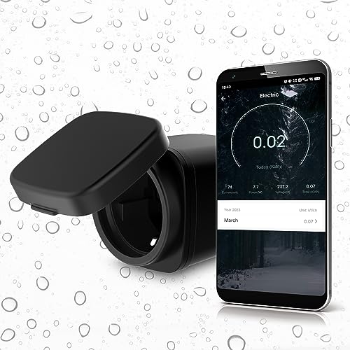 Aussensteckdose Wasserdicht Wlan Steckdose Outdoor Mycket Outdoor Steckdose Alexa Steckdose Stromverbrauchsmesser mit APP Zeitschaltuhr Steckdose Smart Plug Kompatibel Alexa/Google Home von Mycket