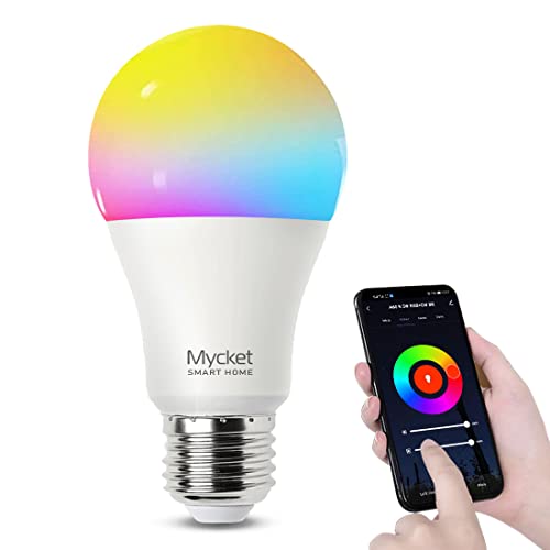 Mycket E27 WiFi Smart Bulb 9W LED Color Dimmable Light Equivalent Bulbs, RGBW Million Colors, Remote and Voice Control Timer Function Compatible with Alexa/Echo(1-Pack) von Mycket