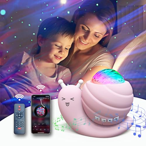 Mycket Sternenhimmel Projektor Nachtlicht, 4 in 1 Aurora Galaxie Projektor Lichter, Schnecken Kinder Nachtlichter mit Musik Lautsprecher/Fernbedienung/Timer, Schlafzimmer Deko, Kinder Geschenke von Mycket