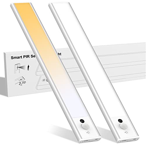 Mycket Unterbauleuchte Küche 126 LED Sensor Licht mit Bewegungsmelder Handwelle Aktiviert Dimmbar Schrankbeleuchtung 30cm USB Aufladbar Nachtlicht für Küche, Schlafzimmer, Treppe（Silber 2 Stück von Mycket