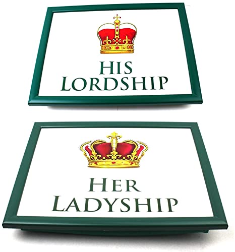 Knietablett mit Aufschrift "Her Ladyship and His Lordship", für Fernsehbett, weiches Kissen, gepolstert aus der Leonardo-Kollektion von Mydealsaver